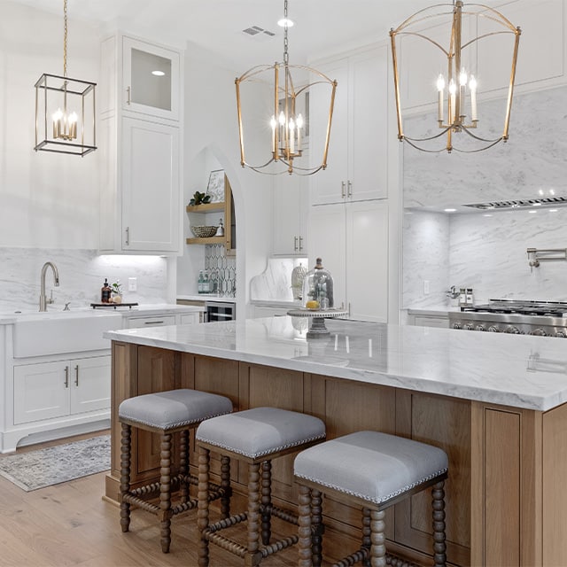 kitchen with marble countertops