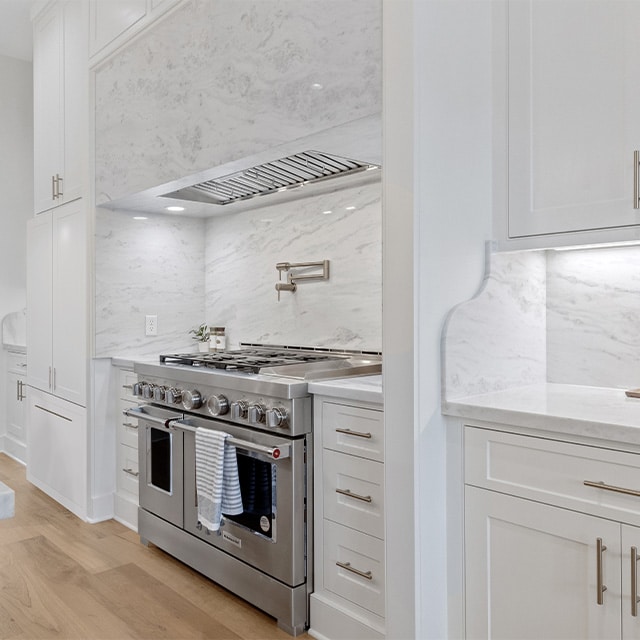 kitchen with custom stove