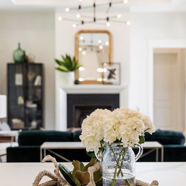 flowers on kitchen island