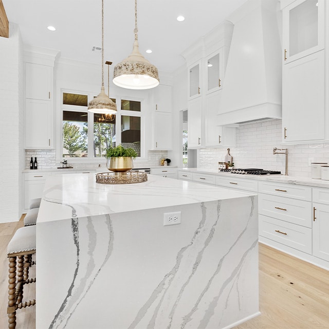 kitchen with marble island